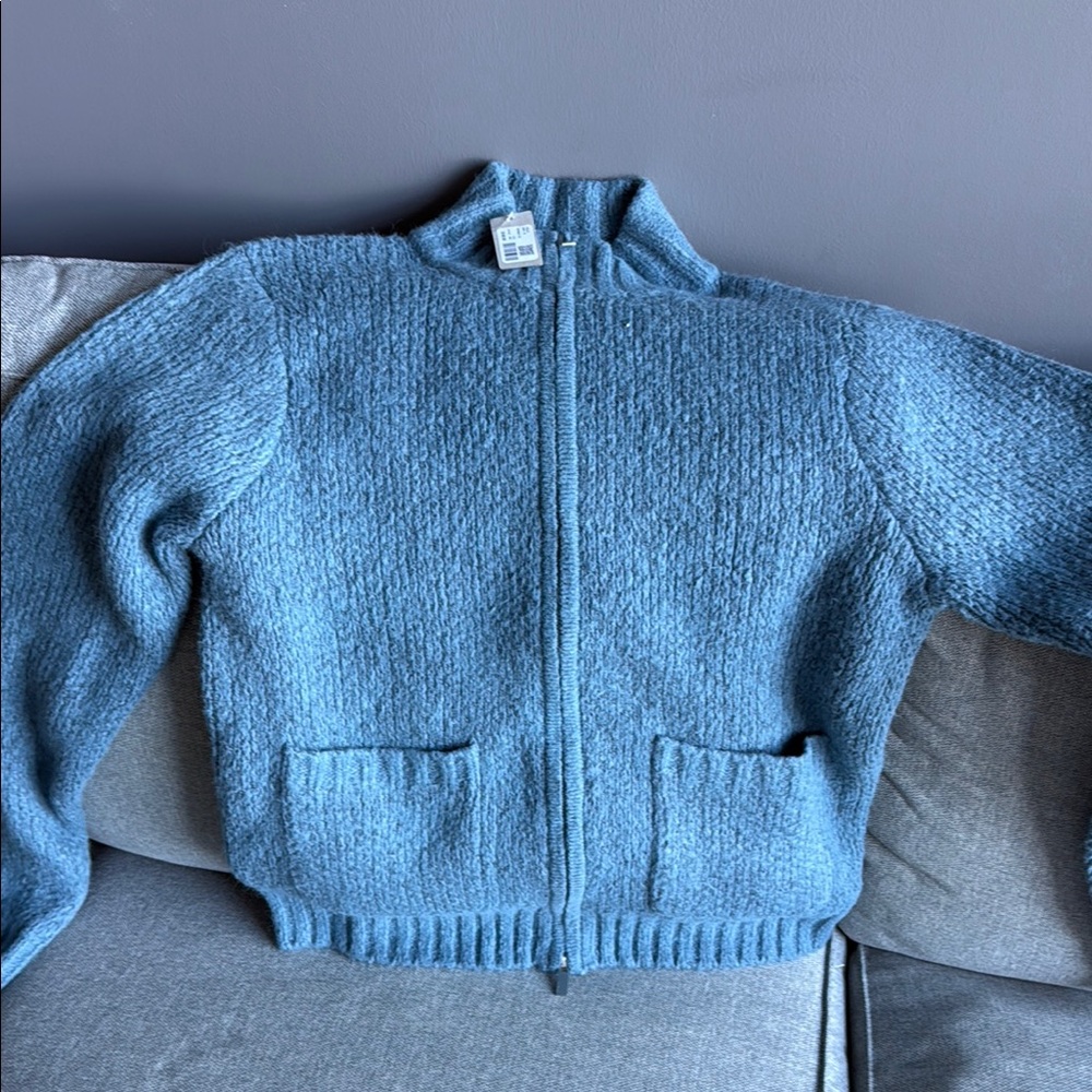 Blue Zip-Up Sweater